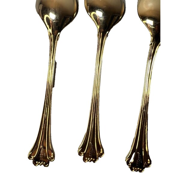 FB Rogers Golden Plated Electroplate American Chipendale 5 Spoons Tsp - Picture 11 of 16
